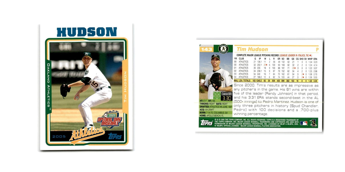Tim Hudson Opening Day 2005 Topps #143 Oakland Athletics Baseball Card NM