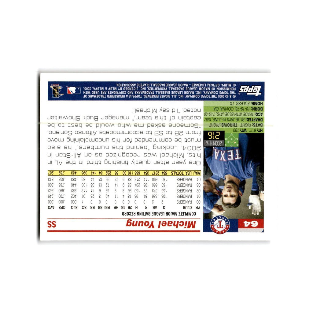Michael Young Opening Day 2005 Topps #64 Texas Rangers Baseball Card NM