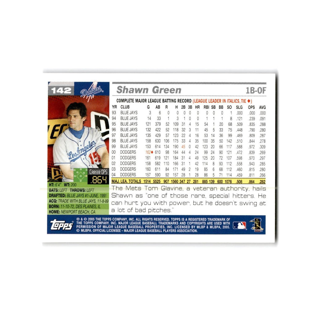 Shawn Green Opening Day 2005 Topps #142 Los Angeles Dodgers Baseball Card NM