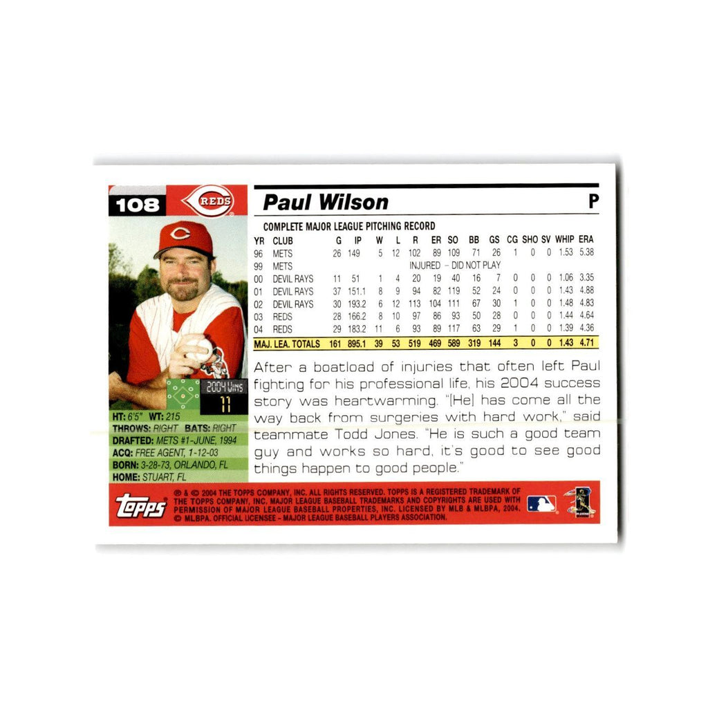Paul Wilson 2005 Topps #108 Cincinnati Reds Baseball Card NM
