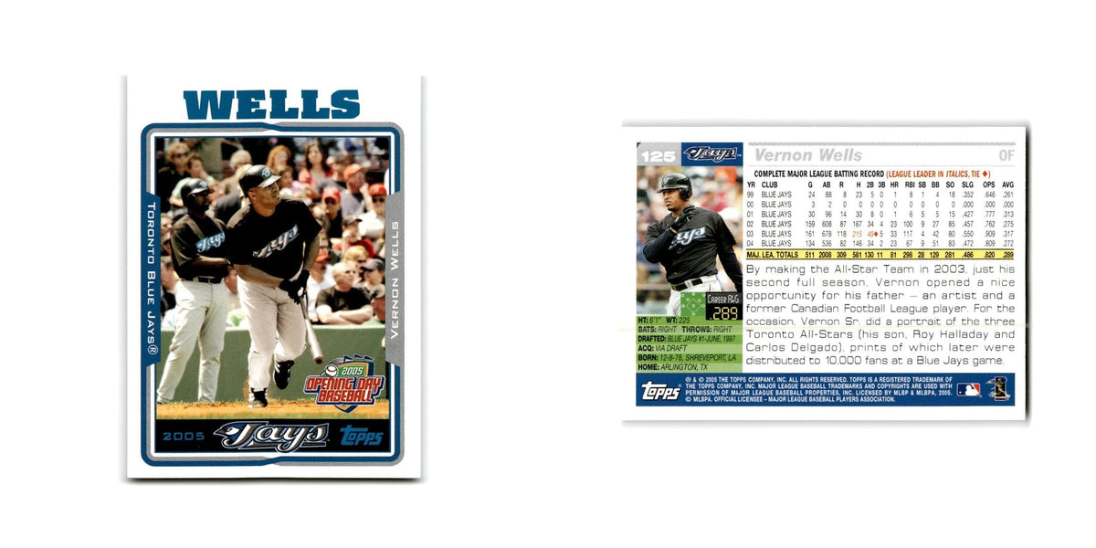 Vernon Wells Opening Day 2005 Topps #125 Toronto Blue Jays Baseball Card NM