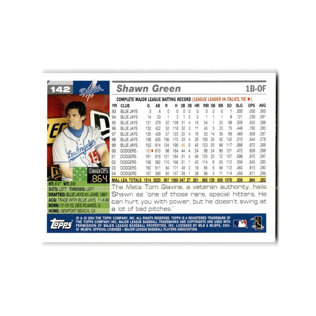 Shawn Green 2005 Topps #142 Los Angeles Dodgers Baseball Card NM