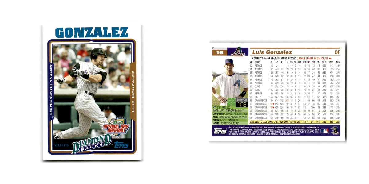 Luis Gonzalez Opening Day 2005 Topps #16 Arizona Diamondbacks Baseball Card NM