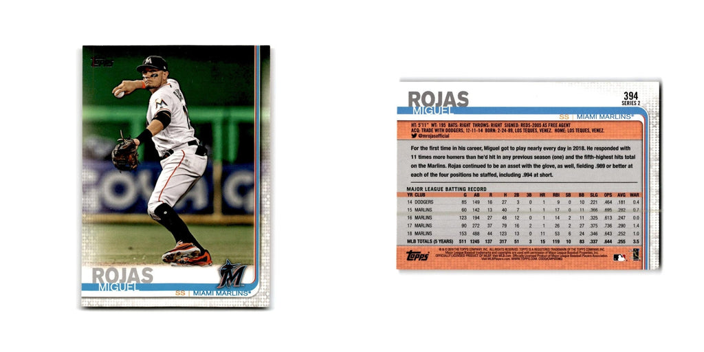 Miguel Rojas 2019 Topps #394 Miami Marlins Baseball Card NM