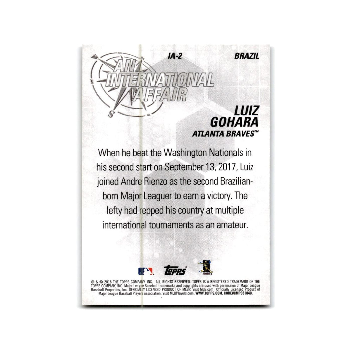 Luiz Gohara 2019 Topps #IA-2 Atlanta Braves Baseball Card NM