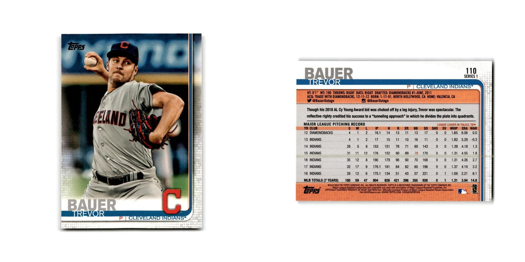 Trevor Bauer 2019 Topps #110 Cleveland Indians Baseball Card NM