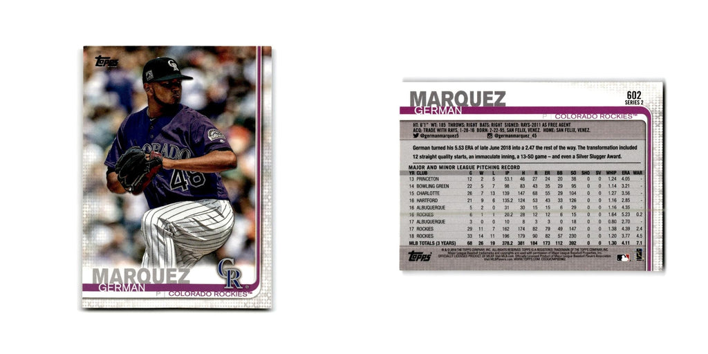 German Marquez 2019 Topps #602 Colorado Rockies Baseball Card NM