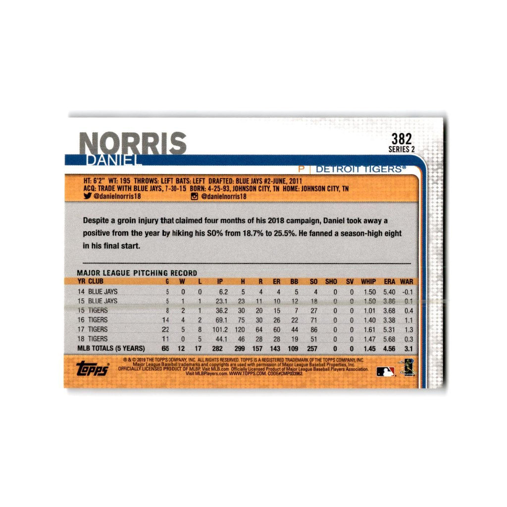 Daniel Norris 2019 Topps #382 Detroit Tigers Baseball Card NM