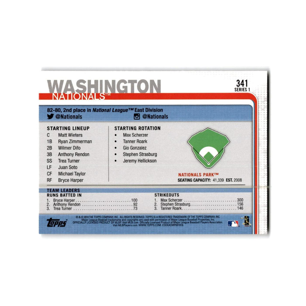 Nationals Park 2019 Topps #341 Washington Nationals Baseball Card NM