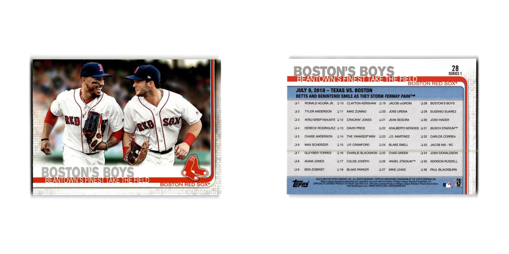 Boston's Boys 2019 Topps #28 Boston Red Sox Baseball Card NM