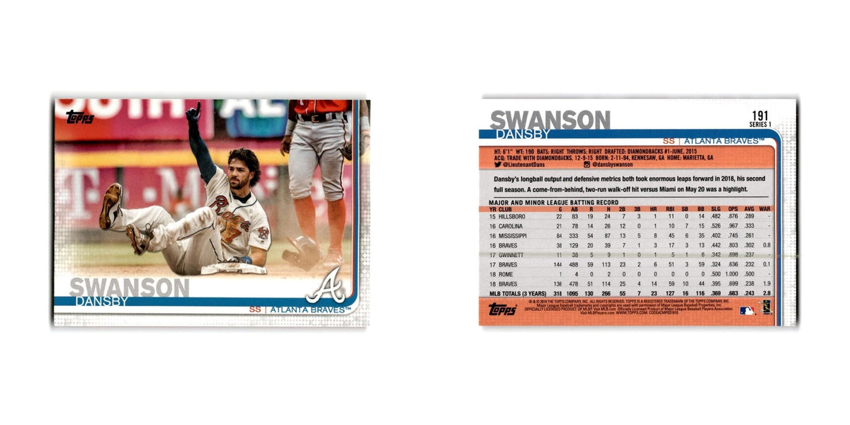 Dansby Swanson 2019 Topps #191 Atlanta Braves Baseball Card NM