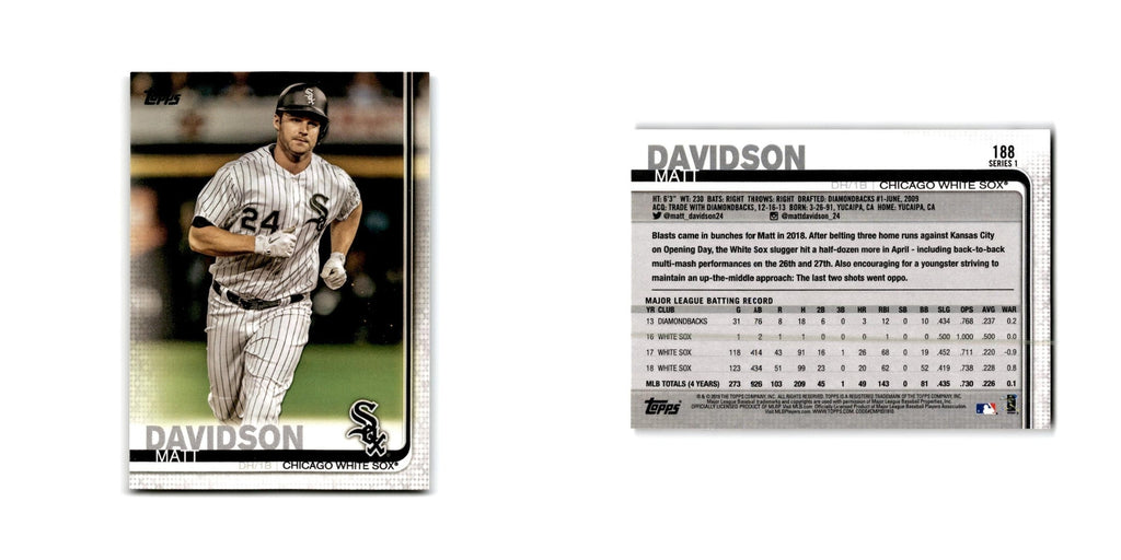 Matt Davidson 2019 Topps #188 Chicago White Sox Baseball Card NM