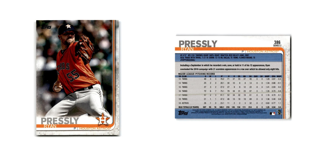 Ryan Pressly 2019 Topps #386 Houston Astros Baseball Card NM