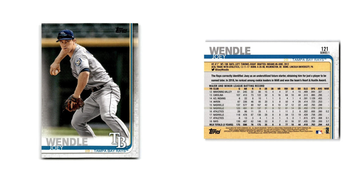 Joey Wendle 2019 Topps #121 Tampa Bay Rays Baseball Card NM