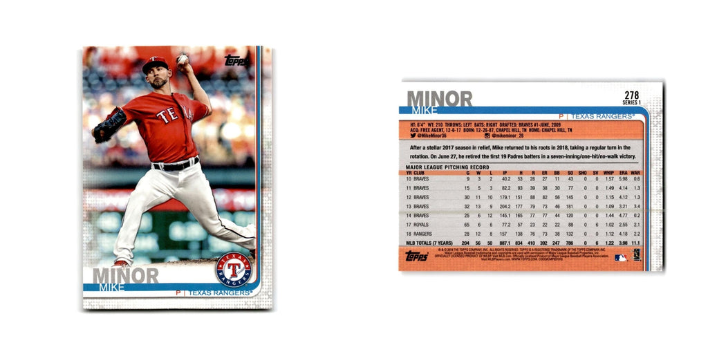 Mike Minor 2019 Topps #278 Texas Rangers Baseball Card NM