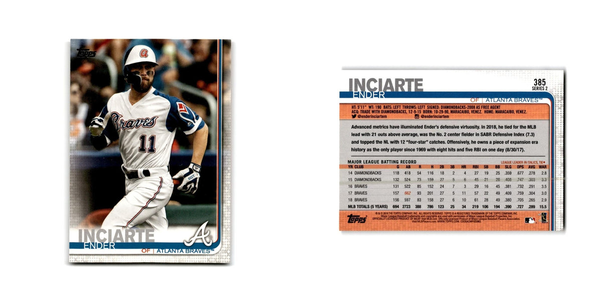 Ender Inciarte 2019 Topps #385 Atlanta Braves Baseball Card NM