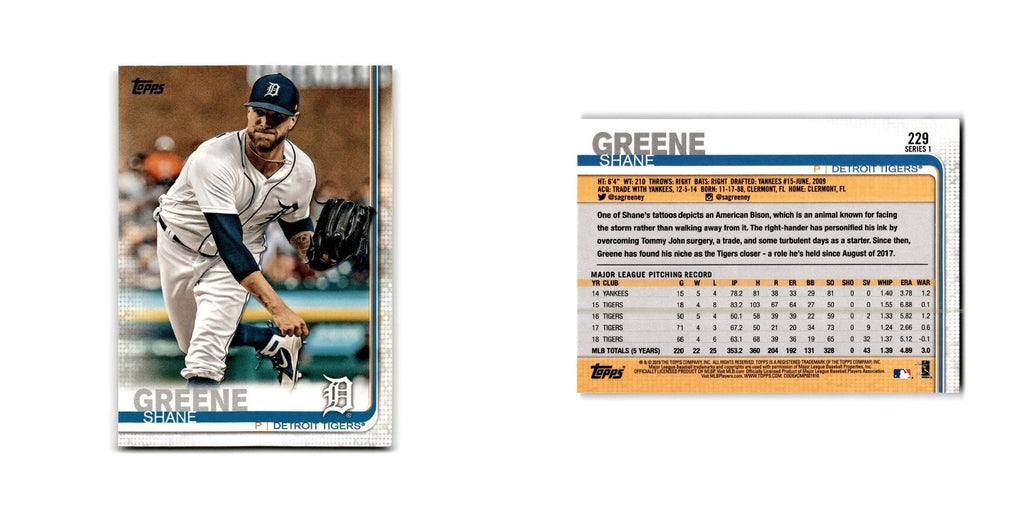 Shane Greene 2019 Topps #229 Detroit Tigers Baseball Card NM
