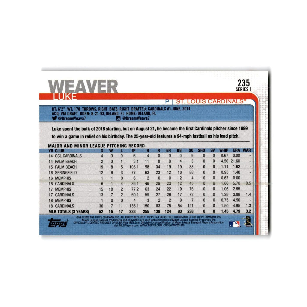 Luke Weaver 2019 Topps #235 St. Louis Cardinals Baseball Card NM