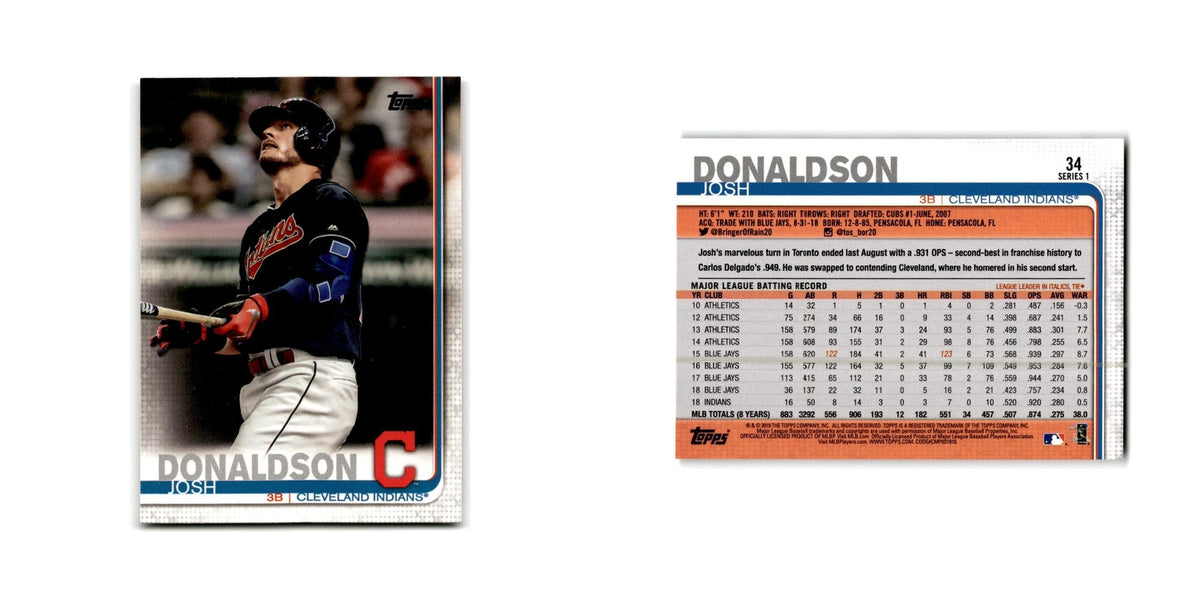 Josh Donaldson 2019 Topps #34 Cleveland Indians Baseball Card NM