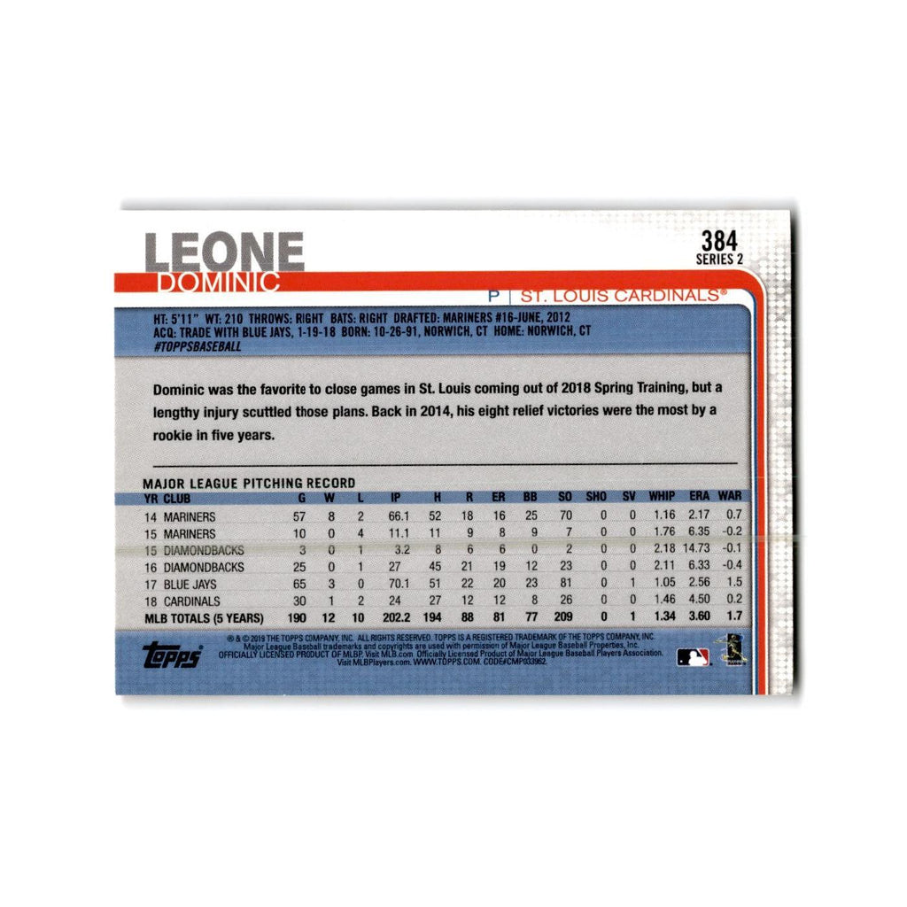 Dominic Leone 2019 Topps #384 St. Louis Cardinals Baseball Card NM