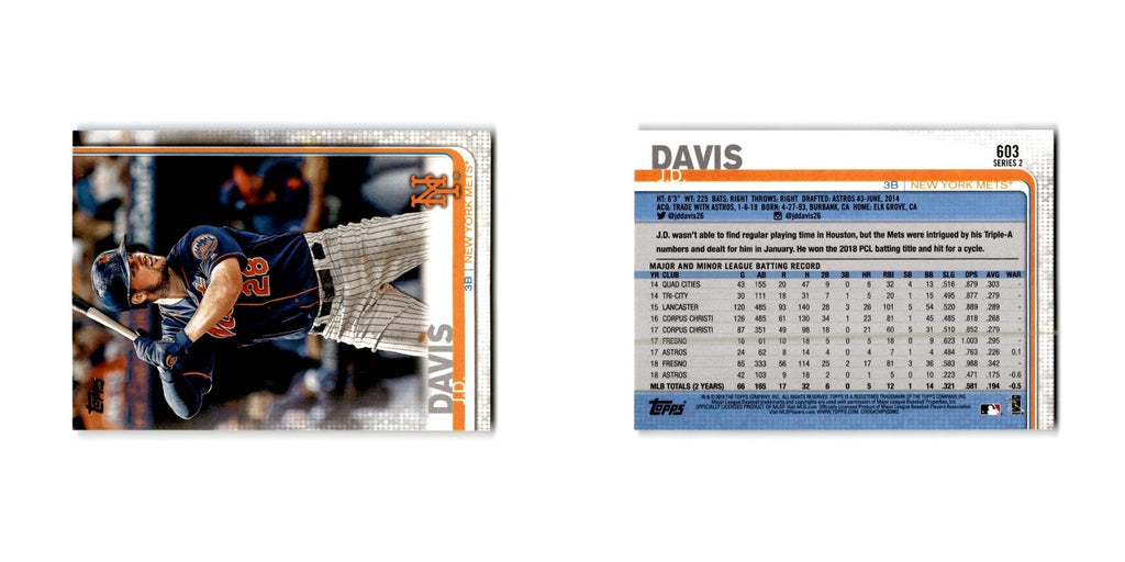J.D. Davis 2019 Topps #603 New York Mets Baseball Card NM