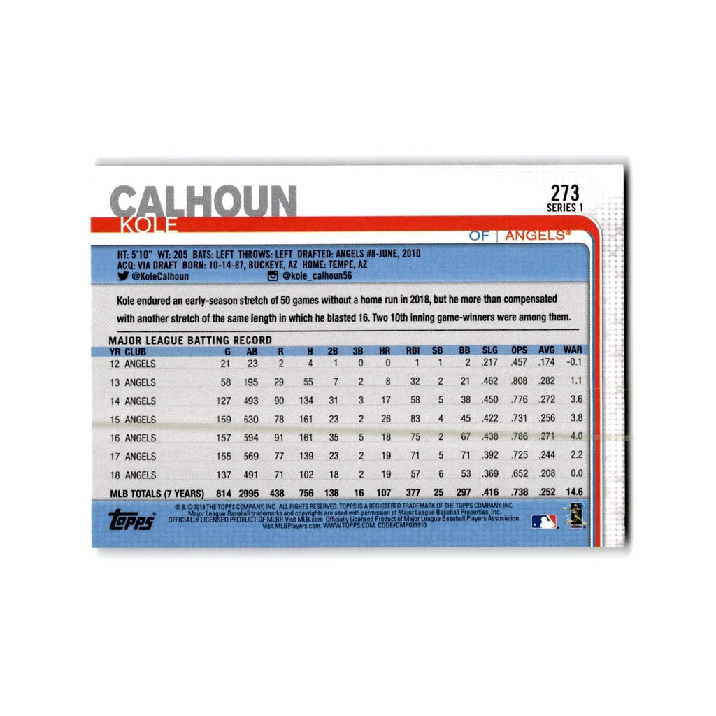 Kole Calhoun 2019 Topps #273 Los Angeles Angels Baseball Card NM