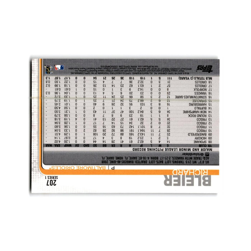 Richard Bleier 2019 Topps #207 Baltimore Orioles Baseball Card NM