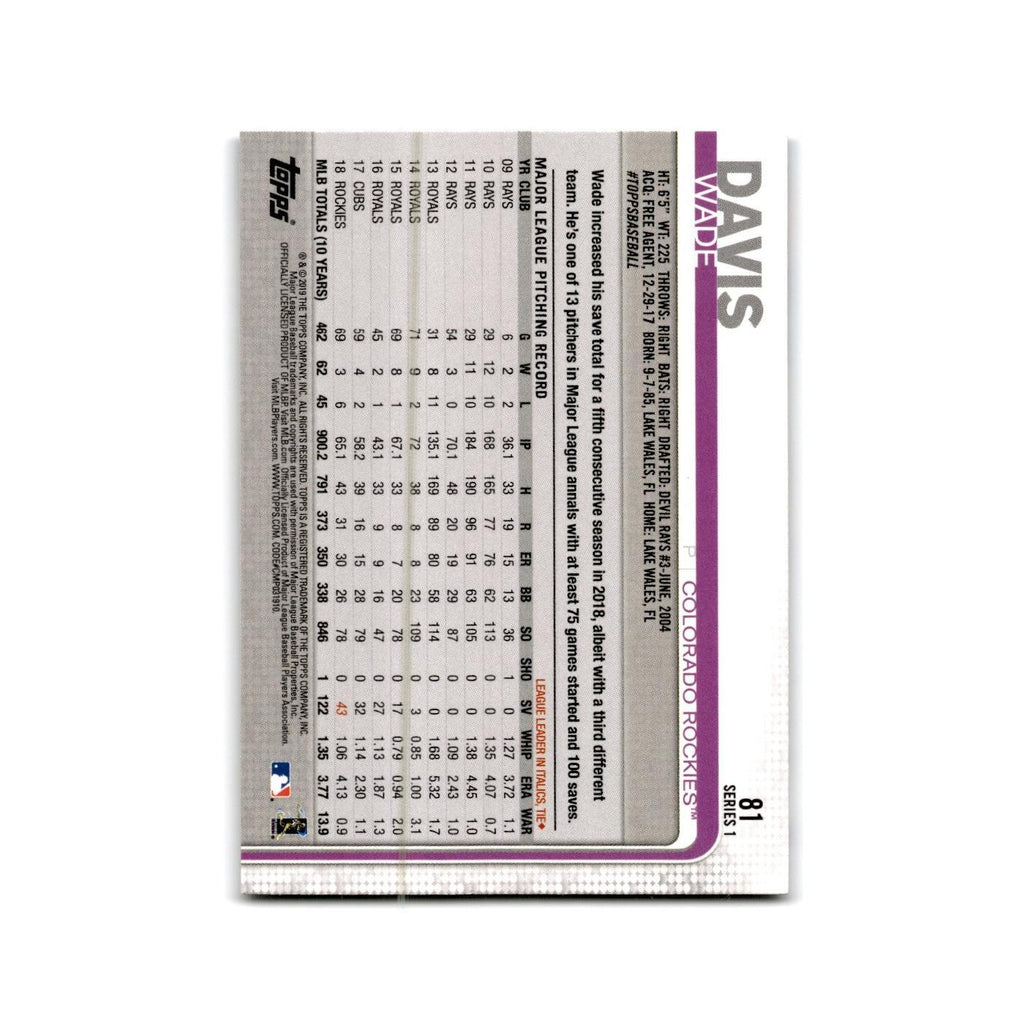 Wade Davis 2019 Topps #81 Colorado Rockies Baseball Card NM