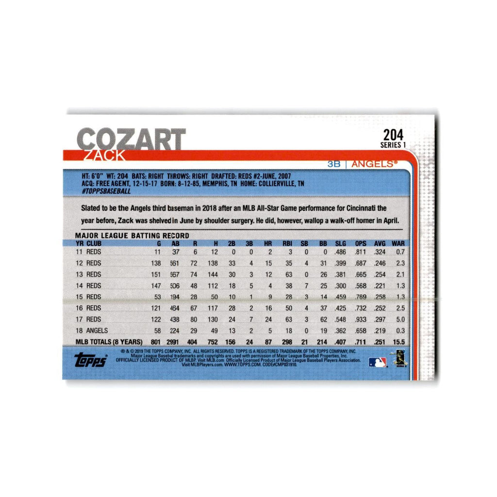 Zack Cozart 2019 Topps #204 Los Angeles Angels Baseball Card NM