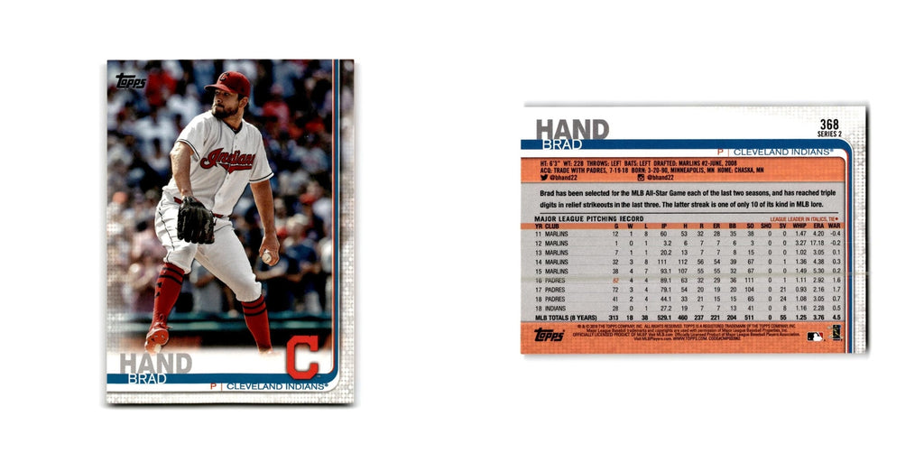 Brad Hand 2019 Topps #368 Cleveland Indians Baseball Card NM
