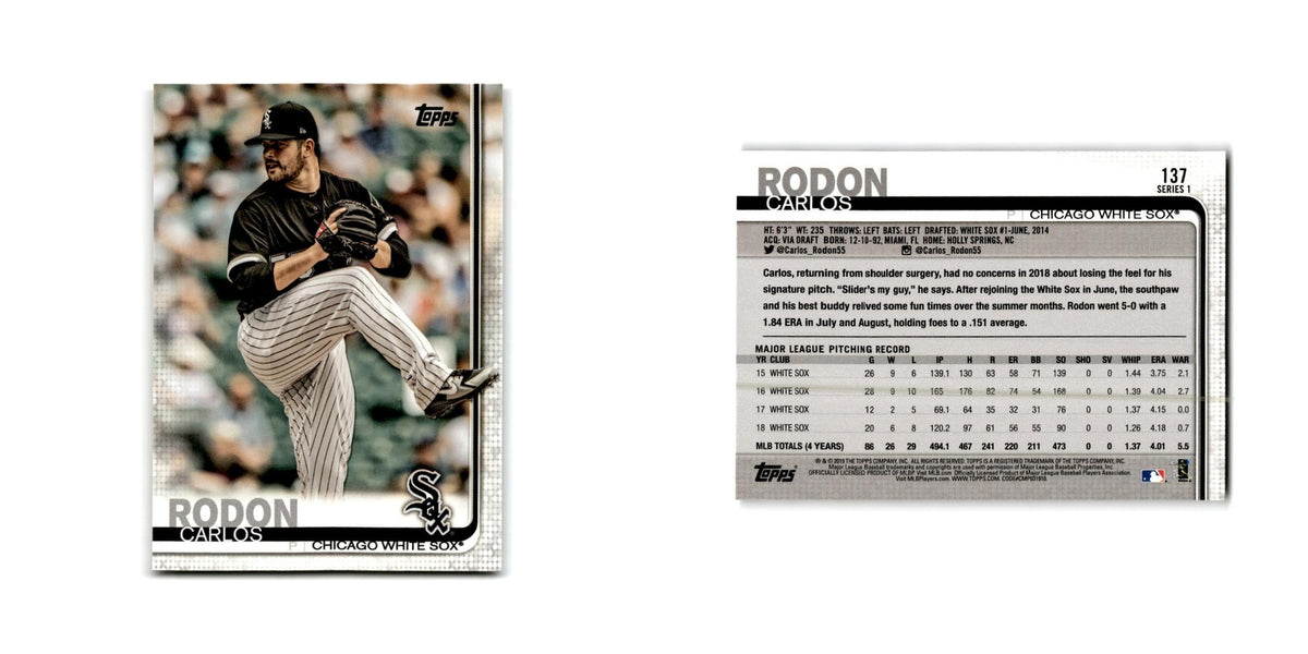 Carlos Rodon 2019 Topps #137 Chicago White Sox Baseball Card NM