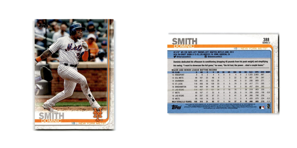 Dominic Smith 2019 Topps #388 New York Mets Baseball Card NM