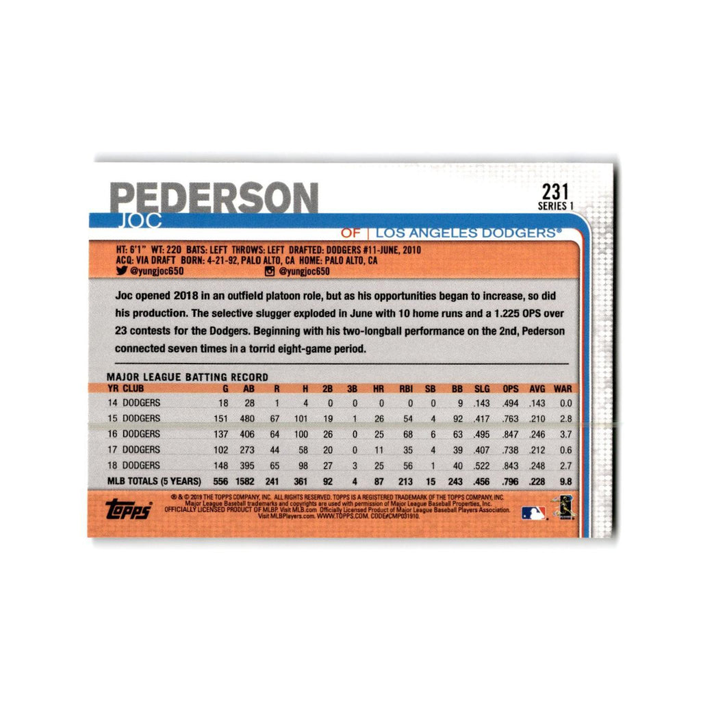 Joc Pederson 2019 Topps #231 Los Angeles Dodgers Baseball Card NM