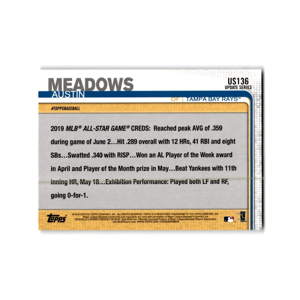 Austin Meadows 2019 Topps #US136 Tampa Bay Rays Baseball Card NM