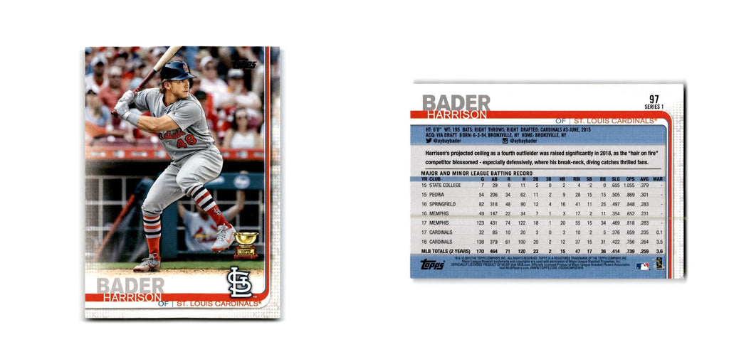 Harrison Bader 2019 Topps #97 St. Louis Cardinals Baseball Card NM