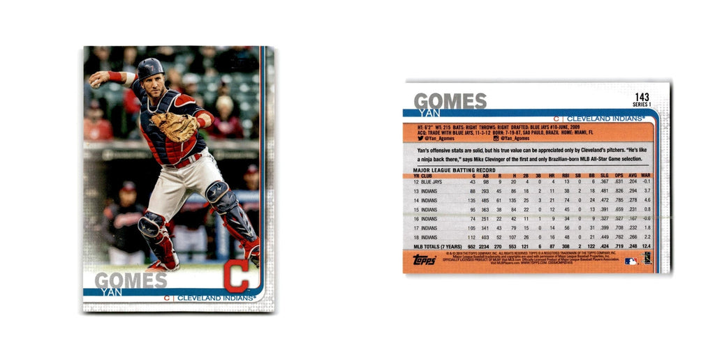 Yan Gomes 2019 Topps #143 Cleveland Indians Baseball Card NM