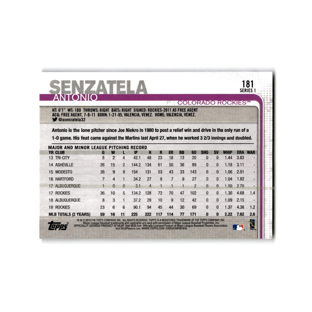 Antonio Senzatela 2019 Topps #181 Colorado Rockies Baseball Card NM