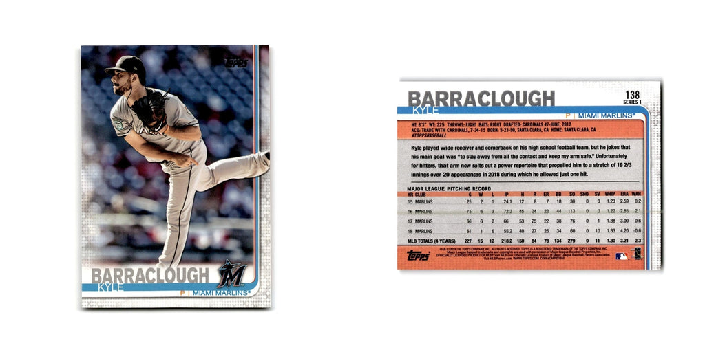 Kyle Barraclough 2019 Topps #138 Miami Marlins Baseball Card NM