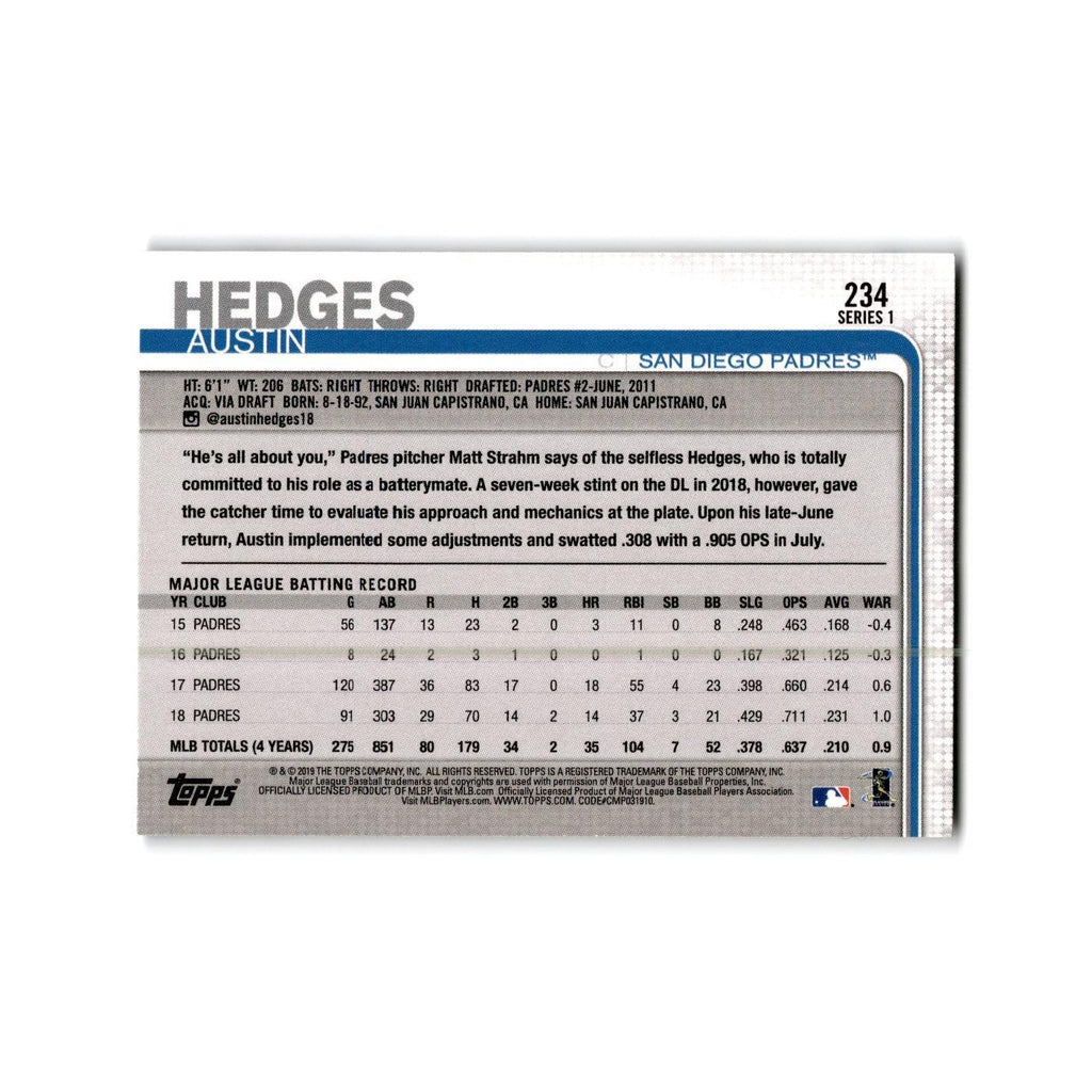 Austin Hedges 2019 Topps #234 San Diego Padres Baseball Card NM