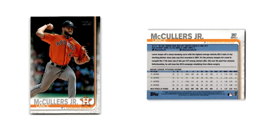 Lance McCullers Jr. 2019 Topps #397 Houston Astros Baseball Card NM