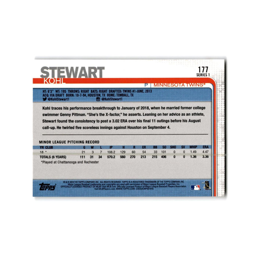 Kohl Stewart Rookie 2019 Topps #177 Minnesota Twins Baseball Card NM