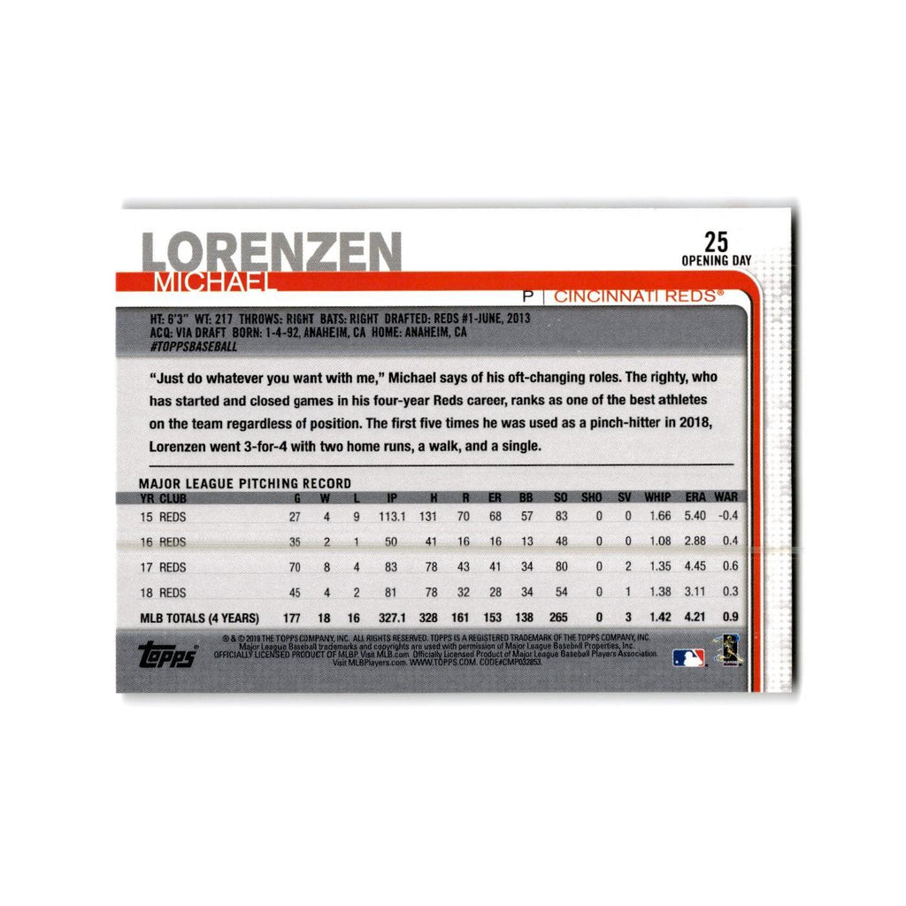 Michael Lorenzen Opening Day 2019 Topps #25 Cincinnati Reds Baseball Card NM