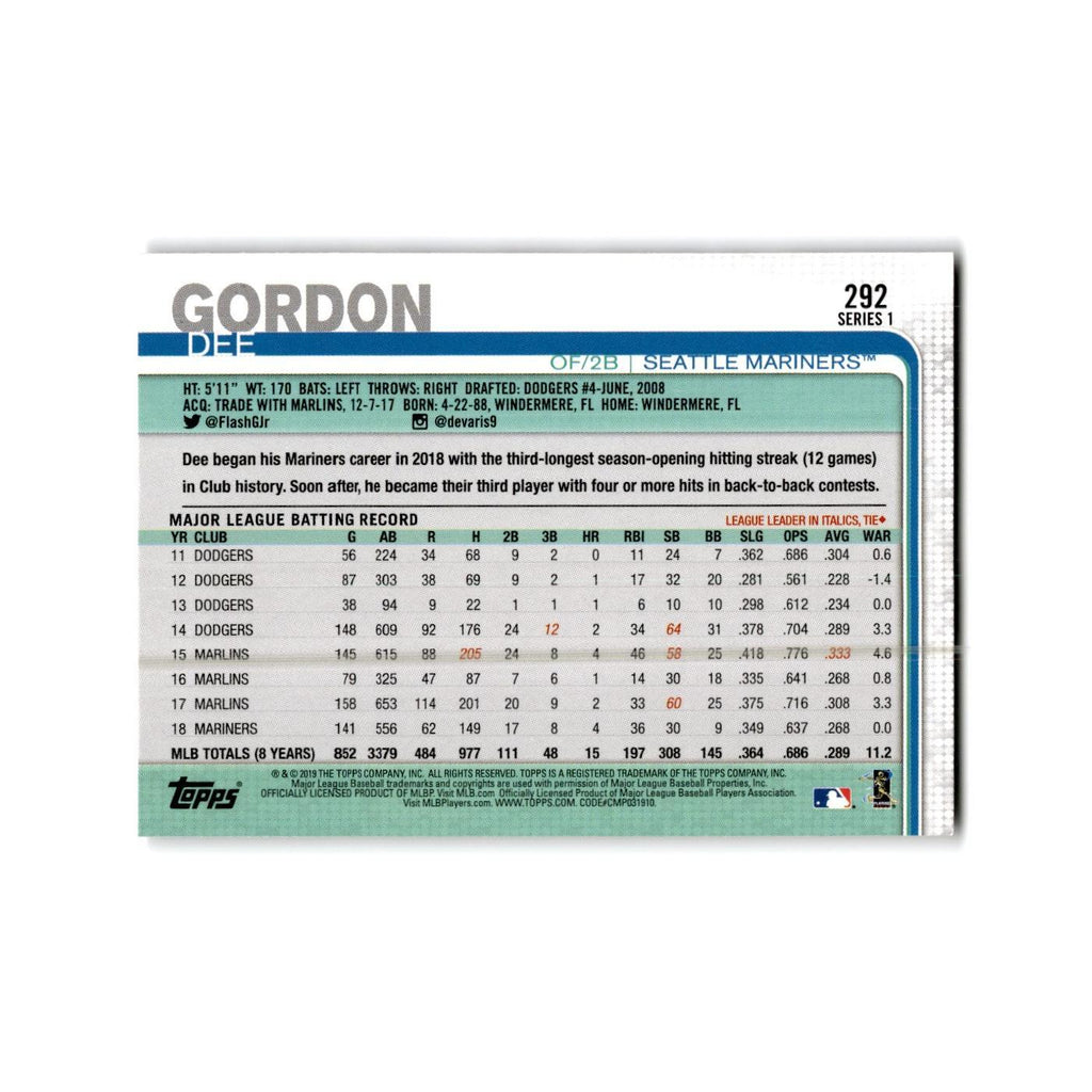 Dee Gordon 2019 Topps #292 Seattle Mariners Baseball Card NM