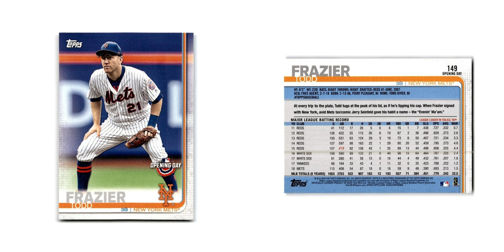 Todd Frazier Opening Day 2019 Topps #149 New York Mets Baseball Card NM