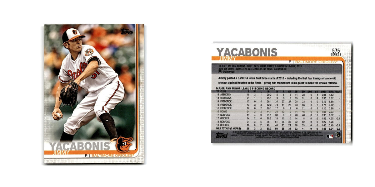 Jimmy Yacabonis 2019 Topps #575 Baltimore Orioles Baseball Card NM