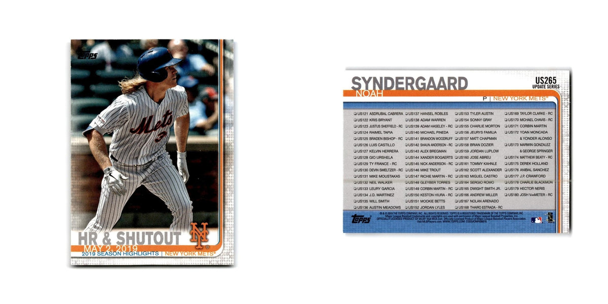 HR & Shutout Syndergaard 2019 Topps #US265 New York Mets Baseball Card NM