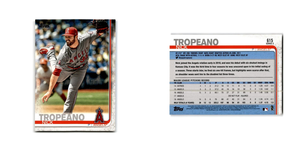 Nick Tropeano 2019 Topps #615 Los Angeles Angels Baseball Card NM