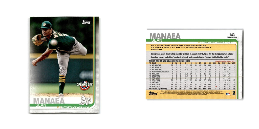 Sean Manaea Opening Day 2019 Topps #143 Oakland Athletics Baseball Card NM