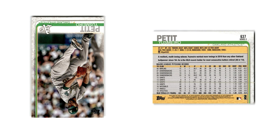 Yusmeiro Petit 2019 Topps #637 Oakland Athletics Baseball Card NM