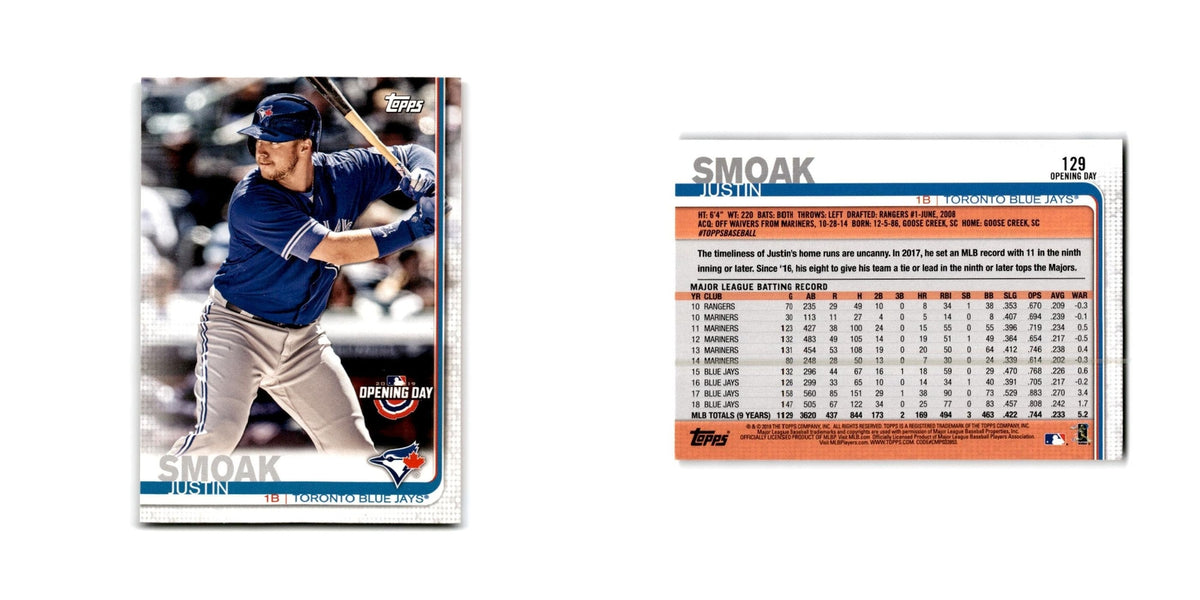 Justin Smoak Opening Day 2019 Topps #129 Toronto Blue Jays Baseball Card NM